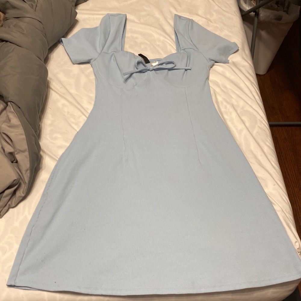 H&M light blue dress ribbed